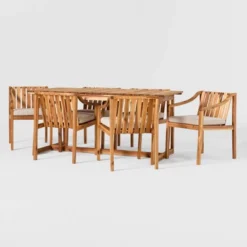 7pc Modern Slatted Wood Outdoor Dining Set - Saracina Home -Saracina Home GUEST 004dfb25 1c23 4390 ab30 32ab6c6abcb4