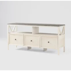 Farmhouse 3 Drawer Wood TV Stand For TVs Up To 65" - Saracina Home -Saracina Home GUEST 0072dd60 ce7c 4443 ae39 8934a2c1febb