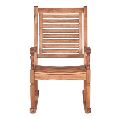 Bamberg Transitional Acacia Wood Outdoor Rocking Chair - Saracina Home 6 Bamberg Transitional Acacia Wood Outdoor Rocking Chair - Saracina Home - Image 4