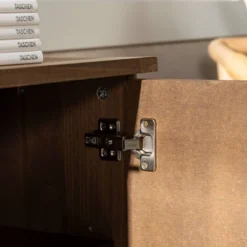 58" Modern Boho Solid Pine Wood Closed Storage Sideboard Brown - Saracina Home -Saracina Home GUEST 025a4b7b 223f 4cc7 b935 d1178e47d623