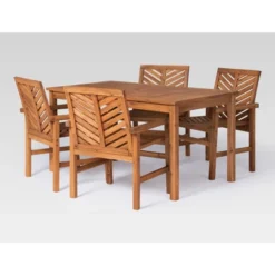 5pc Slatted Chevron Acacia Wood Patio Dining Set - Saracina Home 22 5pc Slatted Chevron Acacia Wood Patio Dining Set - Saracina Home -Saracina Home GUEST 041d2558 114f 417a b83c 735ee26f43e5