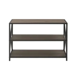 25.62" X Frame Metal And Wood Media Bookshelf - Saracina Home -Saracina Home GUEST 065c78e4 6b9d 4b4f 9b9d dca91f9fd7a7