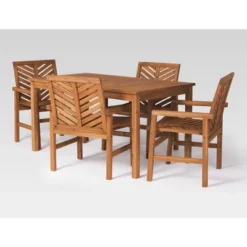 5pc Slatted Chevron Acacia Wood Patio Dining Set - Saracina Home 23 5pc Slatted Chevron Acacia Wood Patio Dining Set - Saracina Home -Saracina Home GUEST 08ed98af d84c 4b01 9d80 88735c3d117c