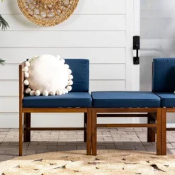 3pc Modular Acacia Wood Patio Chat Set With Cushions - Saracina Home -Saracina Home GUEST 08ef0f7d 7bb9 4ea9 a1ae 96628aa98d4f