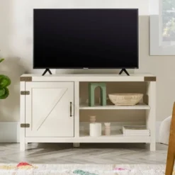 Clarabelle Rustic Industrial Barn Door TV Stand For TVs Up To 50" - Saracina Home -Saracina Home GUEST 12ba9c89 6ca9 4b3a a865 66e4af484235