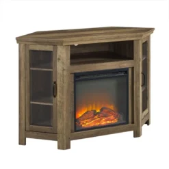 Glass Door Electric Fireplace Corner TV Stand For TVs Up To 50" - Saracina Home -Saracina Home GUEST 1a177987 cd72 4111 bc63 9a313ab3bc66