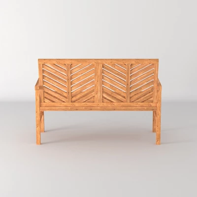 Slatted Chevron Acacia Wood Patio Loveseat – Saracina Home 6 Slatted Chevron Acacia Wood Patio Loveseat – Saracina Home - Image 4