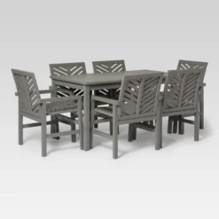 7pc Slatted Chevron Acacia Patio Dining Set - Saracina Home -Saracina Home GUEST 1d49e516 b23d 4ee6 a1e1 e3a2c4f32dfa