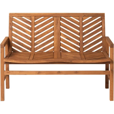 Slatted Chevron Acacia Wood Patio Loveseat – Saracina Home 4 Slatted Chevron Acacia Wood Patio Loveseat – Saracina Home - Image 2