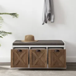 Farmhouse 40" 3 Drawer Storage Bench With Cushion - Saracina Home -Saracina Home GUEST 25e5f424 f281 4507 b17a 014bdc2a8834