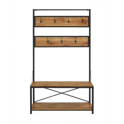 72" Urban Farmhouse Mixed Material Hall Tree - Saracina Home 4 72" Urban Farmhouse Mixed Material Hall Tree - Saracina Home - Image 2