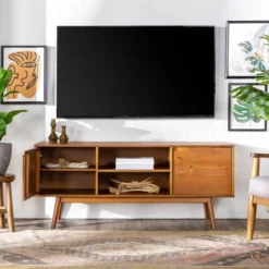 Solid Wood Mid-Century Modern TV Stand For TVs Up To 65" - Saracina Home -Saracina Home GUEST 334bf308 b086 4c05 9568 1ae4a156a658
