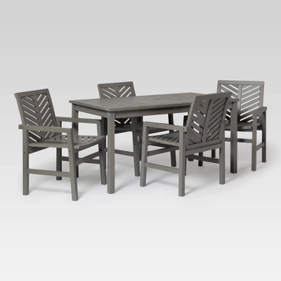 5pc Slatted Chevron Acacia Wood Patio Dining Set - Saracina Home 18 5pc Slatted Chevron Acacia Wood Patio Dining Set - Saracina Home - Image 16