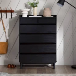 Mid-Century Modern Solid Wood 6 Drawer Vertical Dresser - Saracina Home -Saracina Home GUEST 364a7e44 403a 4a9d a40c 5d3b328ffdcf