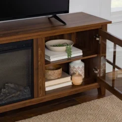 Tasi Transitional Farmhouse Glass Window Pane Door With Electric Fireplace TV Stand For TVs Up To 80" - Saracina Home -Saracina Home GUEST 3996fb8e b862 40de b082 15ae3d8376e2