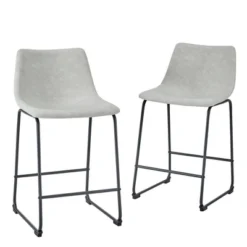 Set Of 2 Laslo Modern Upholstered Faux Leather Counter Height Barstools - Saracina Home -Saracina Home GUEST 3c1d9b2d 061b 4189 81fc ba5af95a33cc