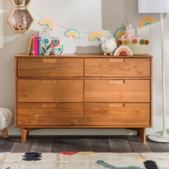 Mid-Century Modern Groove Wood 6 Drawer Dresser - Saracina Home -Saracina Home GUEST 3d447677 be9f 4732 b071 4ec0db1c971f
