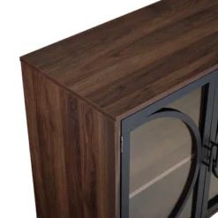 Metal Door Tempered Glass TV Stand For TVs Up To 32" Dark Walnut - Saracina Home -Saracina Home GUEST 3fd7c4f1 5a54 4915 bba4 b5b97045a39c