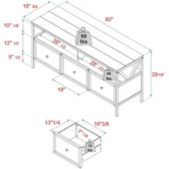 Farmhouse 3 Drawer Wood TV Stand For TVs Up To 65" - Saracina Home -Saracina Home GUEST 40d5f612 f4e7 48b3 8586 affcd4996633