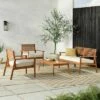 Saracina Home 4pc Mid-Century Modern Slatted Acacia Outdoor Patio Conversation Furniture Set -Saracina Home GUEST 411dcaad 45b7 4dd0 baed 3588ad4a9cc9
