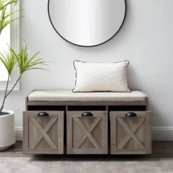 Farmhouse 40" 3 Drawer Storage Bench With Cushion - Saracina Home -Saracina Home GUEST 41dfbb10 4a84 4b44 8b87 b6d5d31a0ceb