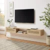Modern Boho Floating TV Stand For TVs Up To 80" With Rattan Doors Coastal Oak - Saracina Home -Saracina Home GUEST 421d3a4a 21a3 4567 a5ef dbbb1a4247e2