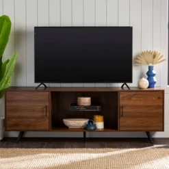 2 Door Mid-Century Modern Wood Storage TV Stand For TVs Up To 80" - Saracina Home -Saracina Home GUEST 474e4bb8 d0cb 4809 ba15 d0ecb3aa5ec4