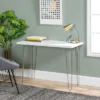 Gibby Modern Glam Hairpin Leg Writing Desk Faux White Marble - Saracina Home -Saracina Home GUEST 490f16a3 64b9 4565 a442 80dfc4550bd0