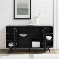 Mid-Century Modern Glass Double Door Curved Sideboard - Saracina Home -Saracina Home GUEST 4fda4073 3ab4 4dc1 9d2b 29da563a6ed9