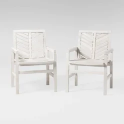 2pk Slatted Chevron Acacia Wood Patio Chairs - Saracina Home -Saracina Home GUEST 5219a918 e4d9 4e78 859d 992c4cdae25d