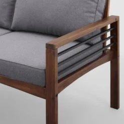 Saybrook Modern Metal And Wood Patio Loveseat - Gray/Dark Brown - Saracina Home 18 Saybrook Modern Metal And Wood Patio Loveseat - Gray/Dark Brown - Saracina Home -Saracina Home GUEST 552352ef 3e24 41f9 9609 1cdc37ebecff