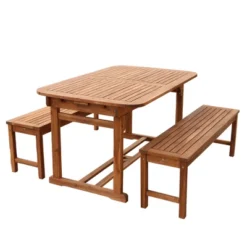 Ravenscroft 3pc Modern Boho Acacia Wood Slat Top Outdoor Dining Set - Saracina Home -Saracina Home GUEST 57b4cbbf fc6d 4808 9aa4 45ac4d52a8c4