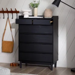 Mid-Century Modern Solid Wood 6 Drawer Vertical Dresser - Saracina Home -Saracina Home GUEST 59498ed0 69d6 47e7 a8e6 18fcacc166e6