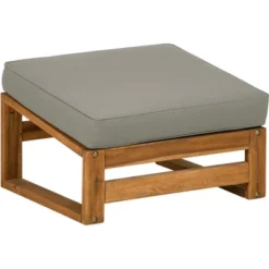 Galia 2pc Square Leg Acacia Wood Chair And Ottoman With Cushions - Brown - Saracina Home -Saracina Home GUEST 5c6ac659 1ca2 40a2 b2a8 c48f709d346f