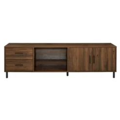 Sana Modern Triple Storage TV Stand For TVs Up To 80" Dark Walnut - Saracina Home