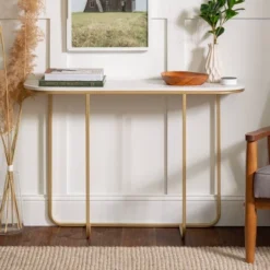 Megan Modern Glam Curved Console Table Faux White Marble/Gold - Saracina Home 20 Megan Modern Glam Curved Console Table Faux White Marble/Gold - Saracina Home -Saracina Home GUEST 63601986 ceaa 4f55 9061 e5f0df4c4ae9