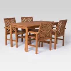 5pc Slatted Chevron Acacia Wood Patio Dining Set - Saracina Home 31 5pc Slatted Chevron Acacia Wood Patio Dining Set - Saracina Home -Saracina Home GUEST 658efdca 5c3c 4a6c b983 e839c6978a2d