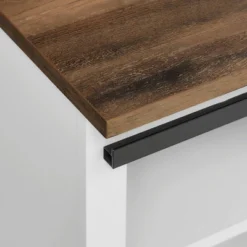 48" Transitional Sliding Barn Door Wood Bench White/Rustic Oak - Saracina Home -Saracina Home GUEST 6676a183 4d1a 454c b6ab f9fb464a2509