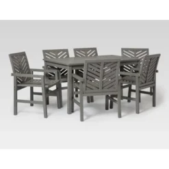 7pc Slatted Chevron Acacia Patio Dining Set - Saracina Home -Saracina Home GUEST 6e586955 cdb3 42a6 b92d 73b8e77d8e6a