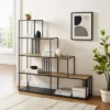 55.5" Modern 4 Shelf With Metal Bar Room Divider Bookcase Coastal Oak/Black - Saracina Home -Saracina Home GUEST 71d9f044 a019 4b83 b8c8 118205910759