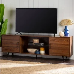 2 Door Mid-Century Modern Wood Storage TV Stand For TVs Up To 80" - Saracina Home -Saracina Home GUEST 731fc50a 2639 4fe3 90be a972112a62a2