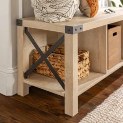 Sophie Rustic Industrial X Frame Entry Bench With 3 Cubbies - Saracina Home -Saracina Home GUEST 76846a45 266b 4f62 a676 609461ed92c8