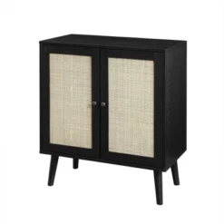 Modern Boho Wood And Rattan 2 Door Accent Cabinet - Saracina Home -Saracina Home GUEST 7987110a 6588 4fc8 a782 9bcb55b2b01f