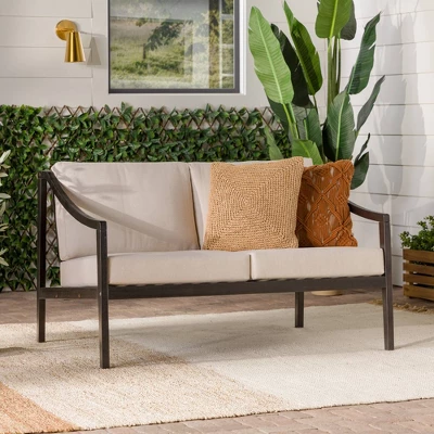 Saracina Home Mid-Century Modern Slatted Acacia Outdoor Bench With Cushions 3 Saracina Home Mid-Century Modern Slatted Acacia Outdoor Bench With Cushions