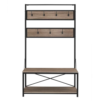 72" Urban Farmhouse Mixed Material Hall Tree - Saracina Home 11 72" Urban Farmhouse Mixed Material Hall Tree - Saracina Home - Image 9