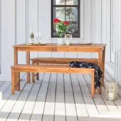 3pc Acacia Wood Simple Patio Dining Set - Saracina Home -Saracina Home GUEST 7fb9d70e 0956 427a b51b dd7ef107e880