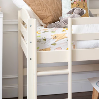 Twin Solid Pine Wood Low Loft Bed White - Saracina Home 7 Twin Solid Pine Wood Low Loft Bed White - Saracina Home - Image 5