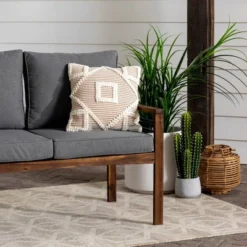 Saybrook Modern Metal And Wood Patio Loveseat - Gray/Dark Brown - Saracina Home 15 Saybrook Modern Metal And Wood Patio Loveseat - Gray/Dark Brown - Saracina Home -Saracina Home GUEST 86879b55 3938 4727 9563 eccc69fd1d33