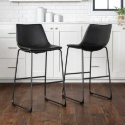Set Of 2 Laslo Modern Upholstered Faux Leather Barstools - Saracina Home -Saracina Home GUEST 8d2bb147 9e27 4a9c a007 2ebc8531c0c0