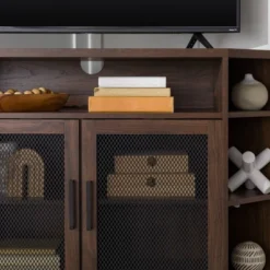 Corner TV Stand For TVs Up To 55" With Metal Mesh Doors - Saracina Home -Saracina Home GUEST 90874f44 7a56 4e2e 9a74 aef7d9c18351